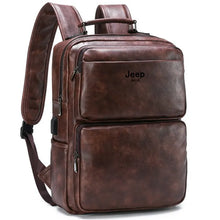 Carregar imagem no visualizador da galeria, Mochila Masculina de Couro Grande - Jeep Buluo Marrom