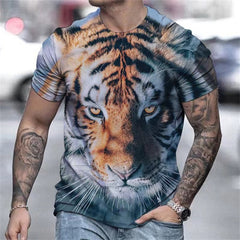 Camiseta Masculina 3D Manga Curta Tiger Max
