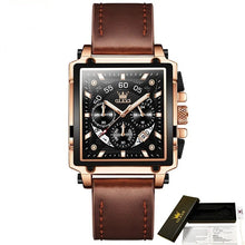 Carregar imagem no visualizador da galeria, Relógio de Luxo Masculino Quadrado Precision Prime Marrom