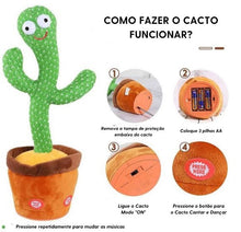 Carregar imagem no visualizador da galeria, Cacto Dançante e Falante Toca Música Repete a Fala Recarregável