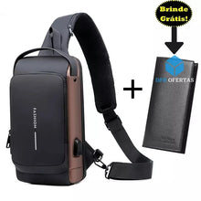 Carregar imagem no visualizador da galeria, Bolsa de Ombro com Sistema Antifurto e Carregamento Usb + Brindes marrom
