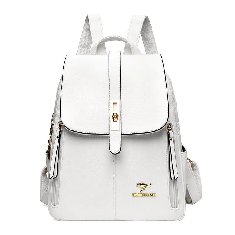 Mochila de Couro Feminina Elegante - Penelope Branco