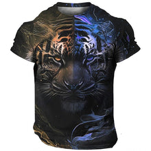 Carregar imagem no visualizador da galeria, Camiseta Masculina 3D Manga Curta Tiger PremiumCamiseta Masculina 3D Manga Curta Tiger Premium
